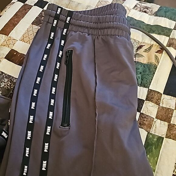 VICTORIAS SECRET PINK Sweatpants Joggers Ankle Zip Track Pants charcoal - Small - Picture 1 of 8